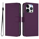 For iPhone 16 Pro Skin Feel Solid Color Leather Phone Case with Lanyard(Violet) - 2