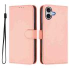 For iPhone 16 Plus Skin Feel Solid Color Leather Phone Case with Lanyard(Pink) - 2