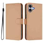 For iPhone 16 Plus Skin Feel Solid Color Leather Phone Case with Lanyard(Nude) - 2