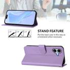 For iPhone 16 Plus Skin Feel Solid Color Leather Phone Case with Lanyard(Lavender Purple) - 3