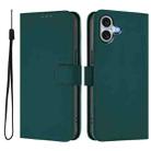 For iPhone 16 Plus Skin Feel Solid Color Leather Phone Case with Lanyard(Dark Green) - 2