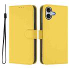 For iPhone 16 Plus Skin Feel Solid Color Leather Phone Case with Lanyard(Lemon Yellow) - 2