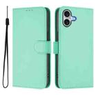 For iPhone 16 Plus Skin Feel Solid Color Leather Phone Case with Lanyard(Mint Green) - 2