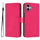 For iPhone 16 Plus Skin Feel Solid Color Leather Phone Case with Lanyard(Rose Red) - 2
