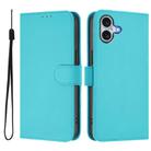 For iPhone 16 Plus Skin Feel Solid Color Leather Phone Case with Lanyard(Lake Blue) - 2