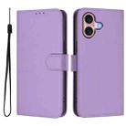 For iPhone 16 Skin Feel Solid Color Leather Phone Case with Lanyard(Lavender Purple) - 2