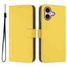 For iPhone 16 Skin Feel Solid Color Leather Phone Case with Lanyard(Lemon Yellow) - 2