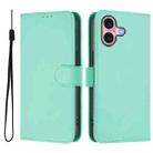 For iPhone 16 Skin Feel Solid Color Leather Phone Case with Lanyard(Mint Green) - 2