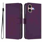 For iPhone 16 Skin Feel Solid Color Leather Phone Case with Lanyard(Violet) - 2