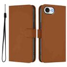 For iPhone 16e Skin Feel Solid Color Leather Phone Case with Lanyard(Brown) - 2