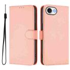 For iPhone 16e Skin Feel Solid Color Leather Phone Case with Lanyard(Pink) - 2
