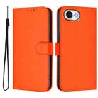 For iPhone 16e Skin Feel Solid Color Leather Phone Case with Lanyard(Orange) - 2