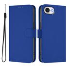 For iPhone 16e Skin Feel Solid Color Leather Phone Case with Lanyard(Dark Blue) - 2