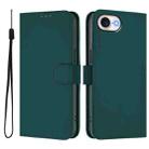 For iPhone 16e Skin Feel Solid Color Leather Phone Case with Lanyard(Dark Green) - 2
