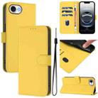 For iPhone 16e Skin Feel Solid Color Leather Phone Case with Lanyard(Lemon Yellow) - 1