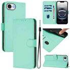For iPhone 16e Skin Feel Solid Color Leather Phone Case with Lanyard(Mint Green) - 1