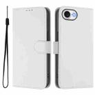 For iPhone 16e Skin Feel Solid Color Leather Phone Case with Lanyard(White) - 2