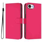 For iPhone 16e Skin Feel Solid Color Leather Phone Case with Lanyard(Rose Red) - 2
