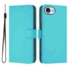 For iPhone 16e Skin Feel Solid Color Leather Phone Case with Lanyard(Lake Blue) - 2