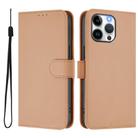 For iPhone 15 Pro Max Skin Feel Solid Color Leather Phone Case with Lanyard(Nude) - 2