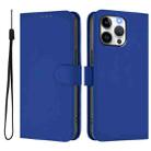 For iPhone 15 Pro Max Skin Feel Solid Color Leather Phone Case with Lanyard(Dark Blue) - 2