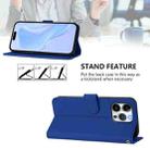 For iPhone 15 Pro Max Skin Feel Solid Color Leather Phone Case with Lanyard(Dark Blue) - 3