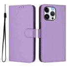 For iPhone 15 Pro Max Skin Feel Solid Color Leather Phone Case with Lanyard(Lavender Purple) - 2