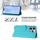 For iPhone 15 Pro Max Skin Feel Solid Color Leather Phone Case with Lanyard(Lake Blue) - 3