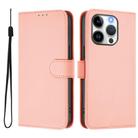 For iPhone 15 Pro Skin Feel Solid Color Leather Phone Case with Lanyard(Pink) - 2