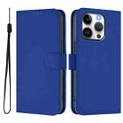 For iPhone 15 Pro Skin Feel Solid Color Leather Phone Case with Lanyard(Dark Blue) - 2