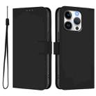 For iPhone 15 Pro Skin Feel Solid Color Leather Phone Case with Lanyard(Black) - 2