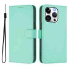 For iPhone 15 Pro Skin Feel Solid Color Leather Phone Case with Lanyard(Mint Green) - 2
