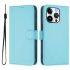 For iPhone 15 Pro Skin Feel Solid Color Leather Phone Case with Lanyard(Sky Blue) - 2