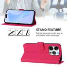 For iPhone 15 Pro Skin Feel Solid Color Leather Phone Case with Lanyard(Rose Red) - 3