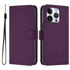 For iPhone 15 Pro Skin Feel Solid Color Leather Phone Case with Lanyard(Violet) - 2