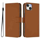 For iPhone 15 Plus Skin Feel Solid Color Leather Phone Case with Lanyard(Brown) - 2