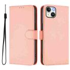 For iPhone 15 Plus Skin Feel Solid Color Leather Phone Case with Lanyard(Pink) - 2