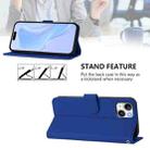 For iPhone 15 Plus Skin Feel Solid Color Leather Phone Case with Lanyard(Dark Blue) - 3