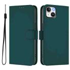 For iPhone 15 Plus Skin Feel Solid Color Leather Phone Case with Lanyard(Dark Green) - 2