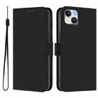 For iPhone 15 Plus Skin Feel Solid Color Leather Phone Case with Lanyard(Black) - 2