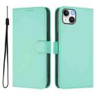 For iPhone 15 Plus Skin Feel Solid Color Leather Phone Case with Lanyard(Mint Green) - 2