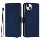 For iPhone 15 Plus Skin Feel Solid Color Leather Phone Case with Lanyard(Navy Blue) - 2