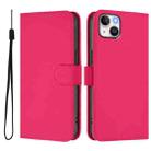 For iPhone 15 Plus Skin Feel Solid Color Leather Phone Case with Lanyard(Rose Red) - 2