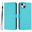 For iPhone 15 Plus Skin Feel Solid Color Leather Phone Case with Lanyard(Lake Blue) - 2