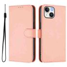 For iPhone 15 Skin Feel Solid Color Leather Phone Case with Lanyard(Pink) - 2