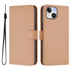 For iPhone 15 Skin Feel Solid Color Leather Phone Case with Lanyard(Nude) - 2