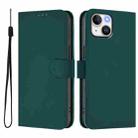 For iPhone 15 Skin Feel Solid Color Leather Phone Case with Lanyard(Dark Green) - 2