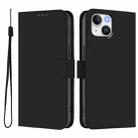 For iPhone 15 Skin Feel Solid Color Leather Phone Case with Lanyard(Black) - 2