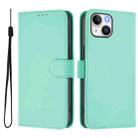 For iPhone 15 Skin Feel Solid Color Leather Phone Case with Lanyard(Mint Green) - 2