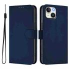 For iPhone 15 Skin Feel Solid Color Leather Phone Case with Lanyard(Navy Blue) - 2